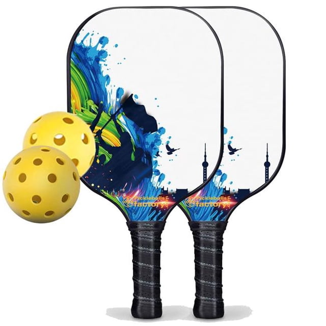 Pickleball Factory PB00037-2-G Pickleball Set - Cheers Best Pickleball Paddle, Outdoor Pickleball Set, Glassfiber Graphite