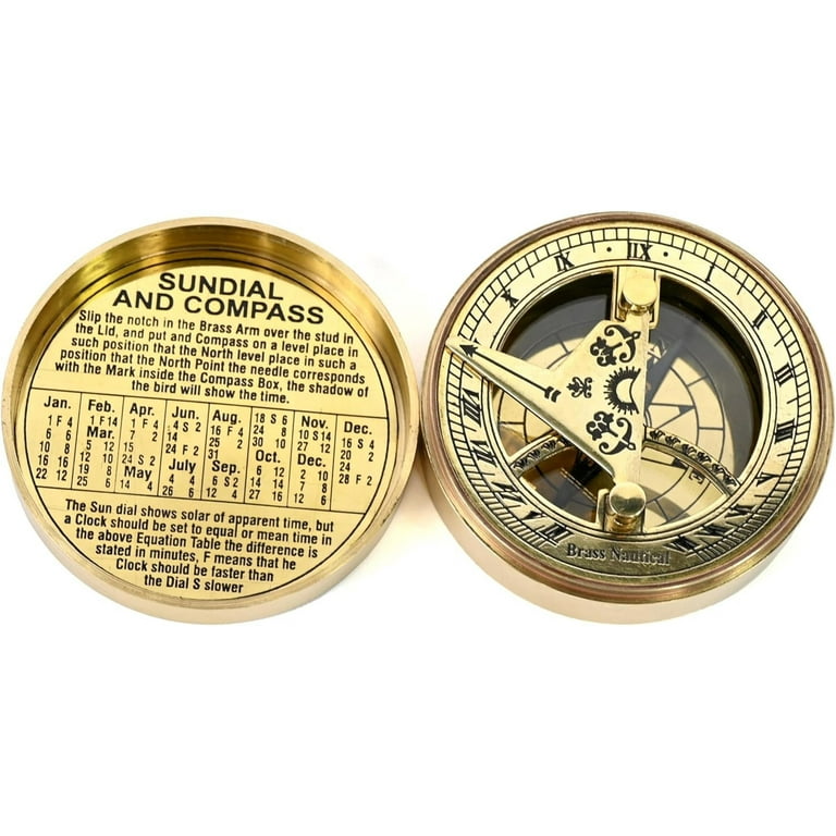 Indian Nautical Instruments Anniversary Sundial Clock Gift for Him