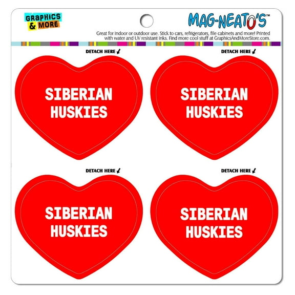 I Love Heart - Dogs - Siberian Huskies - MAG-NEATO'S(TM) Vinyl Magnet Set