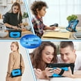 thumbnail image 5 of Kids 3-layer Design Case for Samsung Galaxy Tab S8 2022, with Pencil Holder 360 Rotating Kickstand Hand-strap/ Shoulder Strap Heavy Duty Protective Tablet Cover for Tab S7 2020 11 inch (Blue Black), 5 of 7