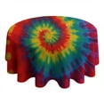 thumbnail image 4 of Colorful Tie Dye Pattern Round Tablecloth 60"x60",Wrinkle Wipeable Table Cloth for Kitchen Dining Room Picnic Patio Party, 4 of 6