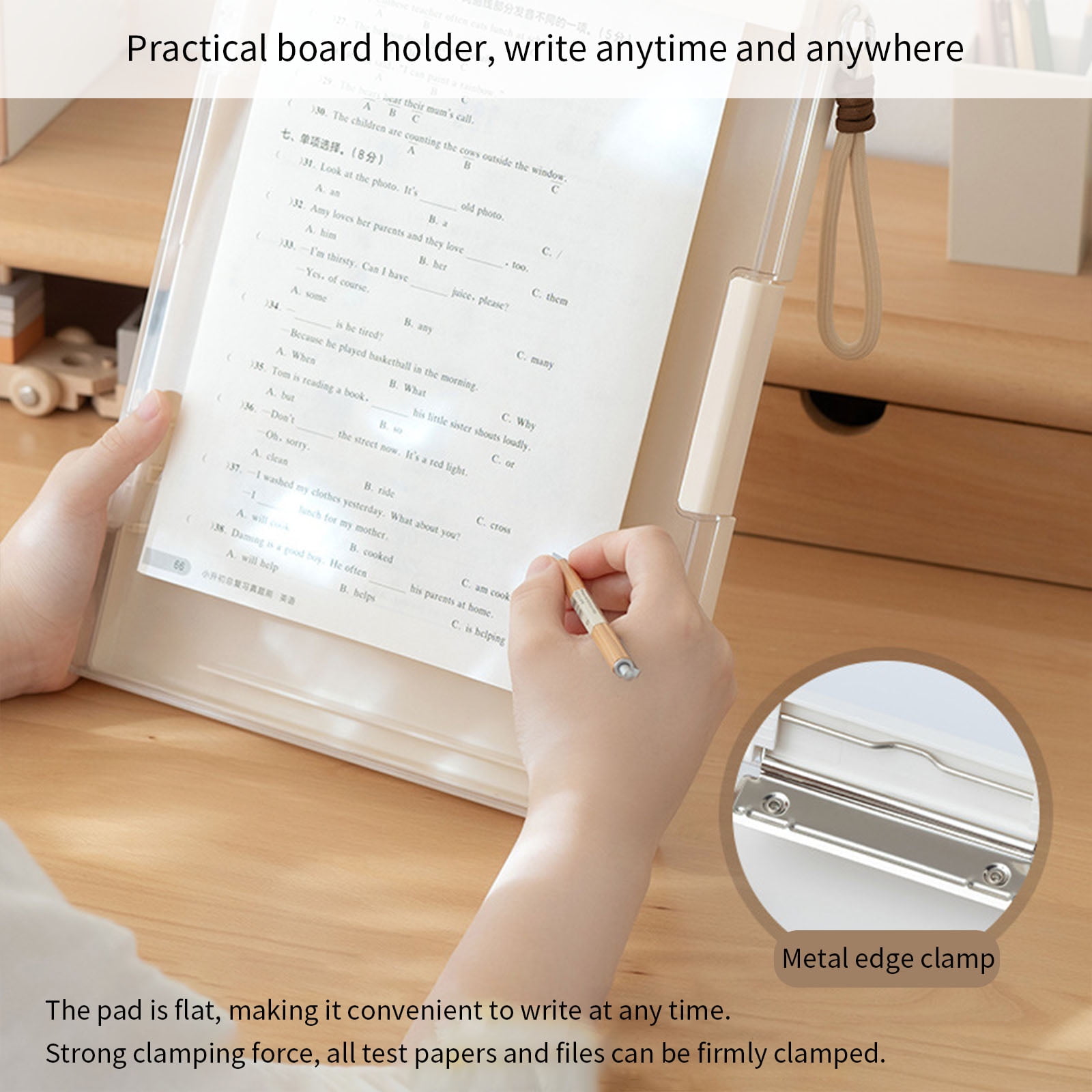 Double Layer ABS File Storage Box Multifunctional Document Organiser Clipboard 9.88x13.39Inch For School Travel