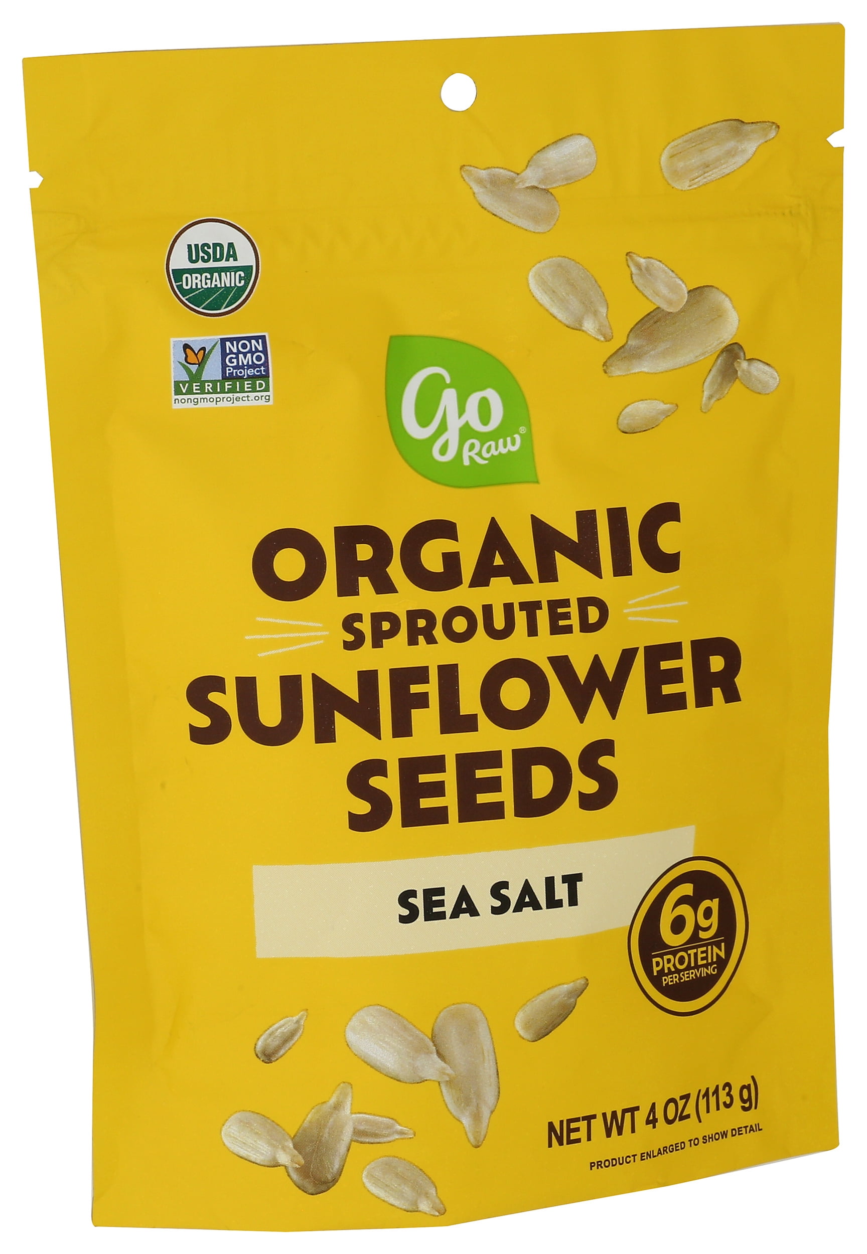 Pack of 10, Go Raw Sea Salt Organic Sprouted Sunflower Seeds, 4 oz