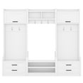 thumbnail image 4 of Tcbosik Hall Tree with Shoe Bench, 4-in-1 Detachable Coat Rack with 4 Drawers and 7 Hanging Hooks, Storage Cabinet with Open Shelves for Hallway, Entryway, White, 4 of 10
