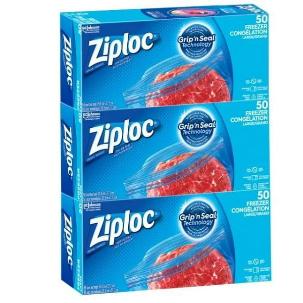 Ziploc Brand Large Freezer Bags, 3 packs of 50 - Walmart.ca