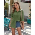 thumbnail image 5 of Zeagoo Women Button Up Shirt Rolled Sleeved Collared Cotton Tops Long Sleeve V Neck Business Casual Blouse, 5 of 7