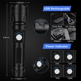 thumbnail image 2 of TFixol Ultra-Bright Rechargeable XHP70 Outdoor Flashlight with Adjustable Focus, Type-C Charging, and 5000mAh Battery, IPX5 Waterproof, 5 Lighting Modes, 24-Hour Runtime, Includes 18650 Battery and, 2 of 7