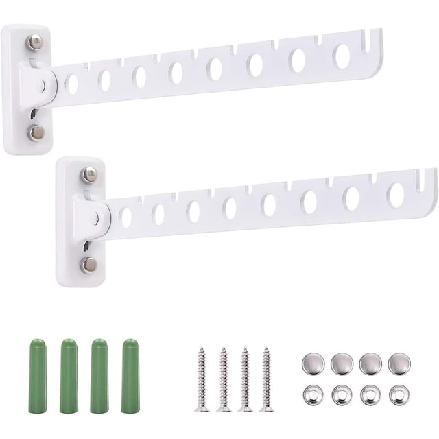 Colgador de ropa de montaje en pared Colgador de ropa Colgador de secadora Estante de ropa retráctil blanco Colgadores de pared para armario de ropa Colgador de ropa montado en la pared Paquete d