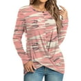 thumbnail image 5 of Youmylove Women T-Shirts Fall Winter Casual Christmas Flower Printed T Shirts Long Sleeve Leisure Stylish Tunic Tops Front Twist Crew Neck T-Shirt, 5 of 5