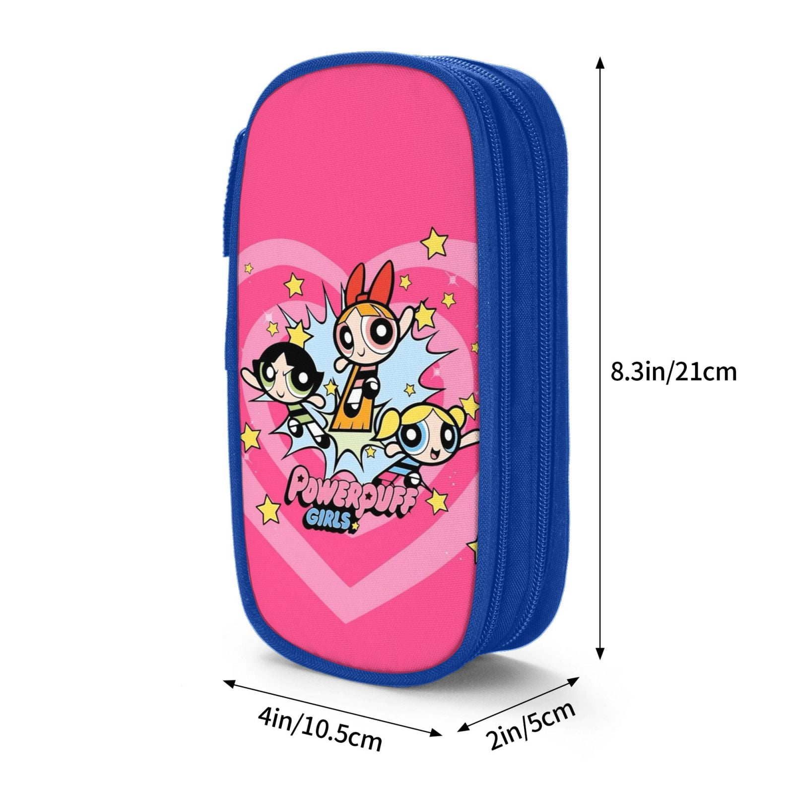 The Powerpuff Gi-rls Pencil Case Large Capacity Pencil Pouch Pen Bag Office Stationery Organizer Travel Makeup Bag Blue