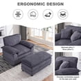 thumbnail image 5 of BUIORD 56" Accent Chair with Ottoman, Corduroy Single Sofa Chair Armchair with Pillows, Deep Seat Couch for Living Room, Gray, 5 of 7