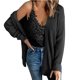 thumbnail image 2 of Cárdigan de mujer de invierno de color liso, súper suave y versátil, cárdigan de cuello holgado, abrigo superior para mujer, 2 of 5