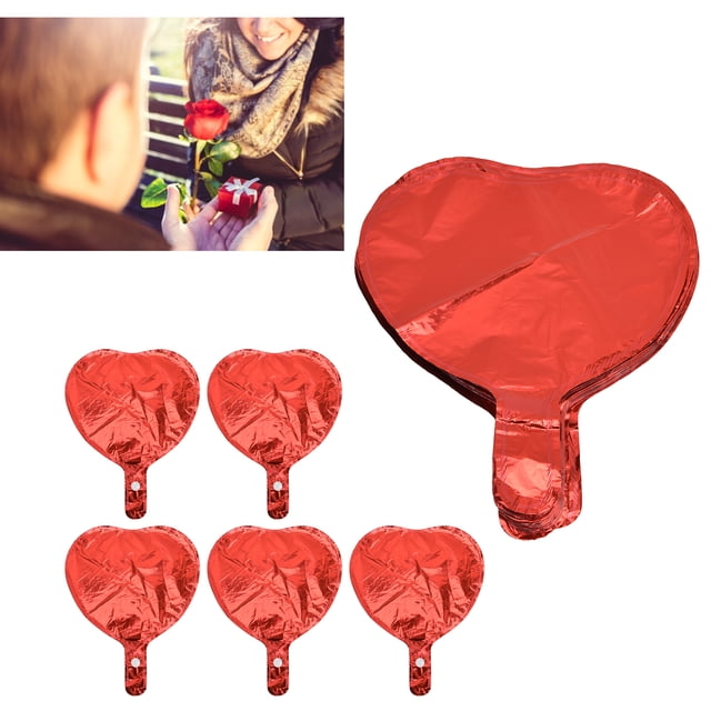 50 Pcs Ballons Rouges en Forme de Cœur, Ballons « Je t'Aime » Couleur Vive en Film d'Aluminium Ballon Décoratif pour Maison Fête Mariages Anniversaire