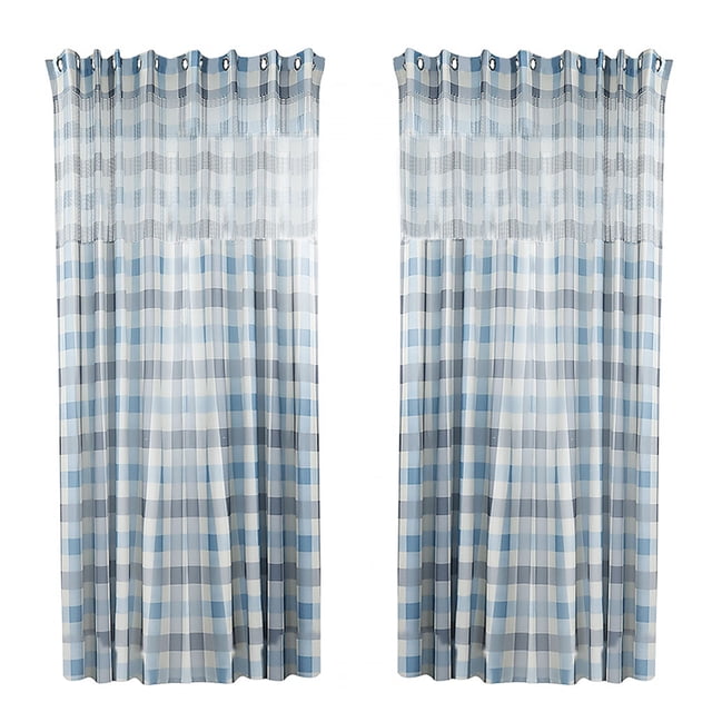 Cortina semitransparente para ventana, cortina de gasa para ventana, divisor de habitación para balcón de dormitorio, 100x250 cm, azul, 2 piezas Sweethay LF0161-02B*2