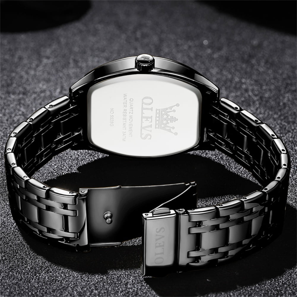 OLEVS Mens Watches Square Business Dress Diamond Analog Quartz Date Luxury Watches for Men Dress Casual Stainless Steel Waterproof Luminous Mens Wrist Watches Gifts Reloj para Hombre Gold/Black Dial