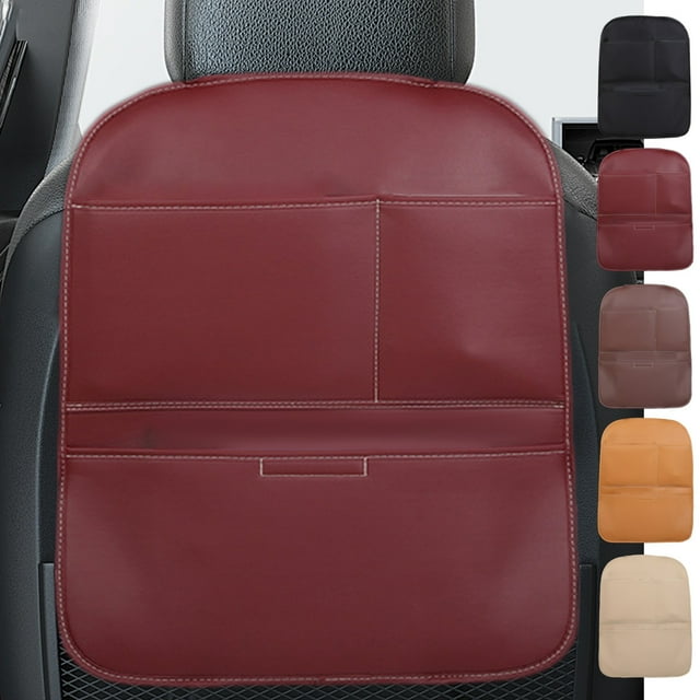 Protector de patadas para asiento de coche - Almohadilla protectora de cuero para el asiento trasero que previene suciedad y daños, 65x50cm - Negro, beige, café, marrón, vino