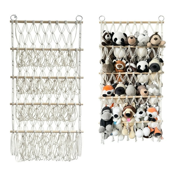 sunsanly Stuffed Animal Toy Net Hammock Wall Hanging Organizer Large Capacity Simple Installation Display Plush Toy Storage Net