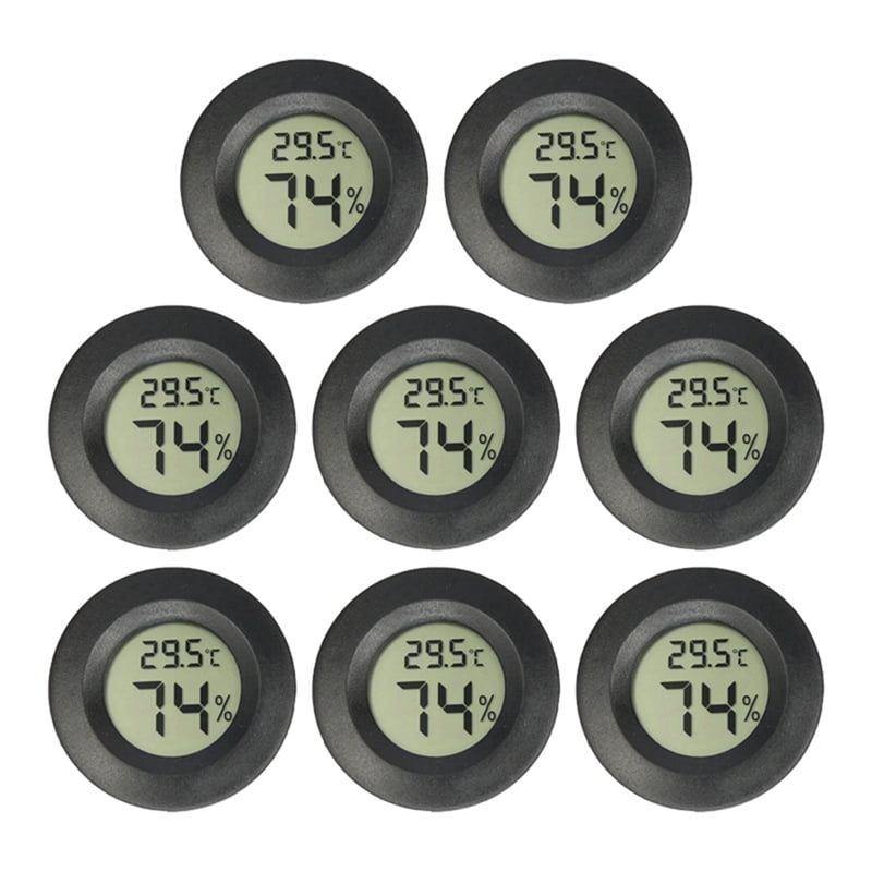 16PC Mini LCD Digital Thermometer Hygrometer Round Temperature Humidity Sensor for Freezers Wine Cooler Crawling Pet Box