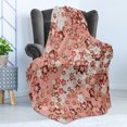 thumbnail image 4 of Japanese Soft Flannel Fleece Throw Blanket, Sakura Cherry Blossom Flowers Eastern Spring Flourishing Season, Cozy Plush for Indoor and Outdoor Use, 50" x 60", Coral Burgundy and White, by Ambesonne, 4 of 5