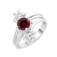 thumbnail image 2 of Sterling Silver with Natural Garnet Solitaire Flower Ring, 2 of 3