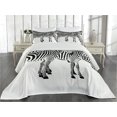 thumbnail image 2 of Ambesonne Savannah Quilted Coverlet 3 Pcs, Monochrome Wild Zebras, King Size, White Black, 2 of 4