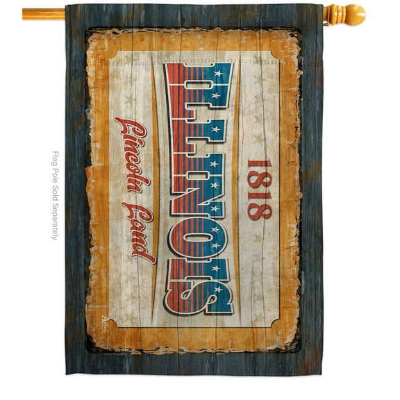 Americana Home & Garden H140958-BO 28 x 40 in. Illinois Vintage American State House Flag with Double-Sided Horizontal Decoration Banner Garden Yard Gift
