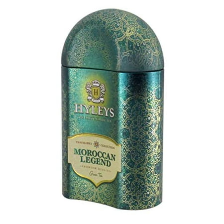 Hyleys Tea Travellers Collection Moroccan Legend Loose Leaf Green Tea with Mint Rose and Blue Corn Flowers in Tin, 3.52 Ounce