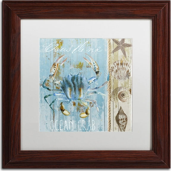 Trademark Fine Art "Blue Crab II" Canvas Art by Color Bakery, White Matte, Wood Frame