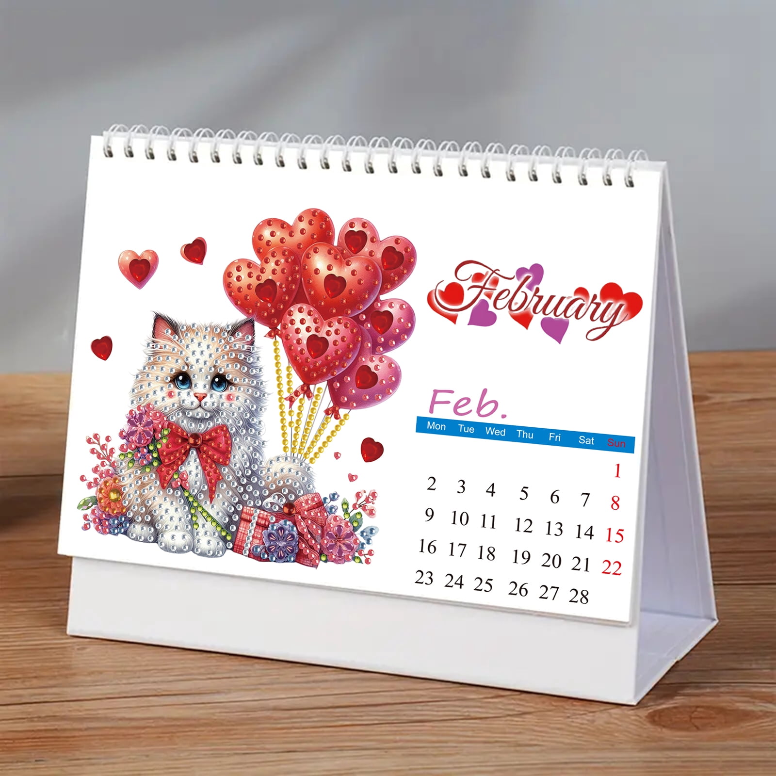 FLOPESN 2Pcs 2026 Desk Calendar DIY Diamond Painting Craft Kit – Complete Paper Calendar with Special Drills, Holiday Wreath & Gnome Themes for Home Office Decor