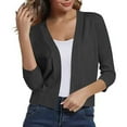 thumbnail image 3 of Wdfiry Women's Cardigan 3/4 Sleeve Lightweight Knit Outerwear Casual Open Front Cropped Cardigan, 3 of 6