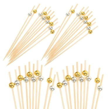 200 Pcs Disposable Bamboo Sticks Toothpicks for Appetizers Bead Swizzle Cocktails Stirrers Heart