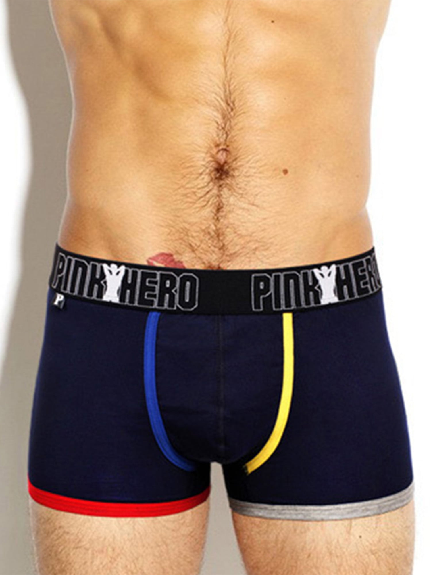 Men Cheeky Boxer Briefs Elastic Skimpy Underwar Bulge Pouch Hipster Bikini Trunk