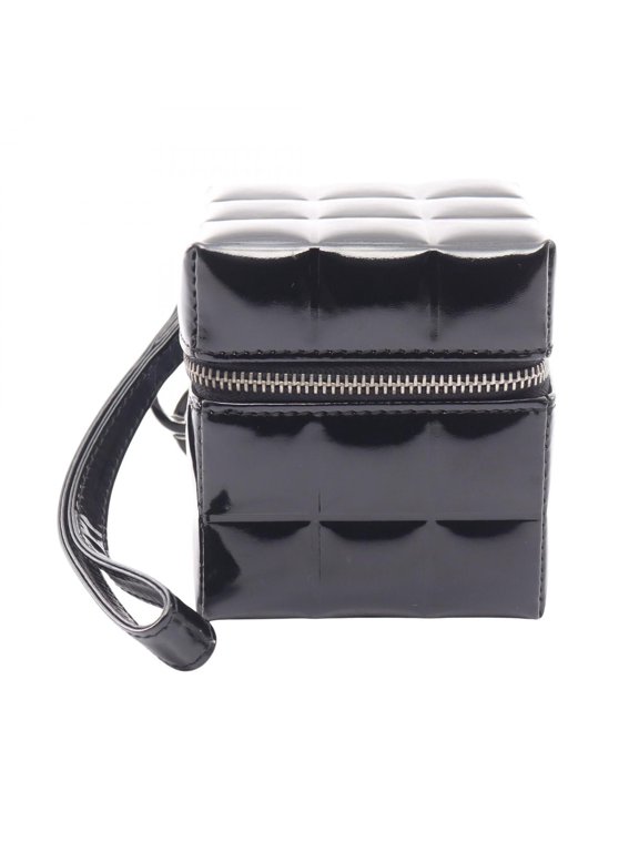 Pre-Owned Chanel Chocolate Bar Cube Handbag Pouch Patent Leather Women's Black