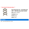 thumbnail image 2 of Rear Brake Shoe Set - Compatible with 2007 - 2009 Mercedes-Benz CLK550 2008, 2 of 2