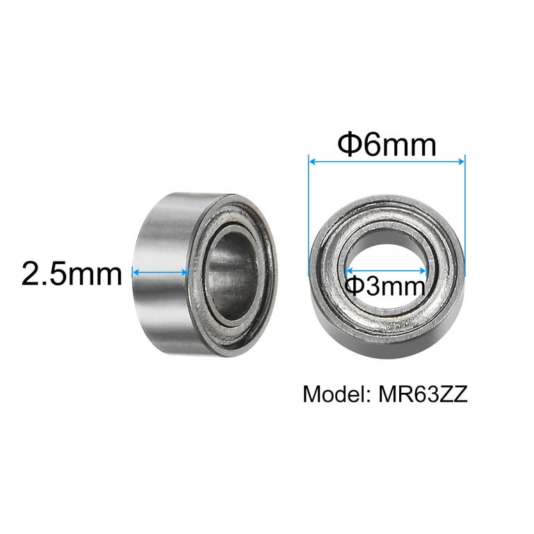 10 Packs MR63ZZ Deep Groove Ball Bearings 3x6x2.5mm Chrome Steel