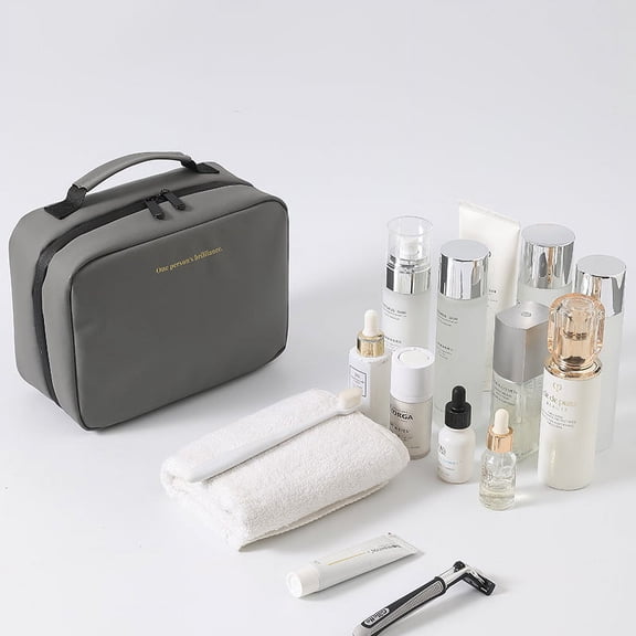 PU Leather Dry Wet Detachable Washing Bag Foldable Travel Storage Bag Waterproof Cosmetic Storage Bag for Women Men
