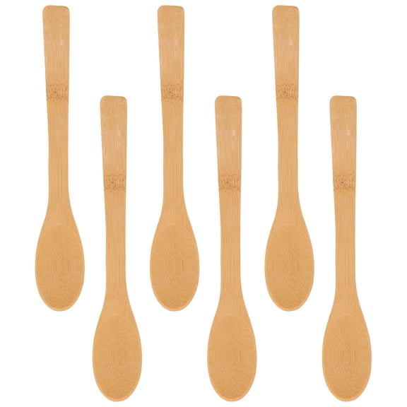 IBASETOY 6pcs Multifunction Kitchen Spoon Bamboo Long Handle for Food Serving