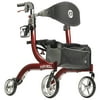 HurryCane HurryRoll Folding Adjustable Rollator Walker Scooter with Brakes, Red