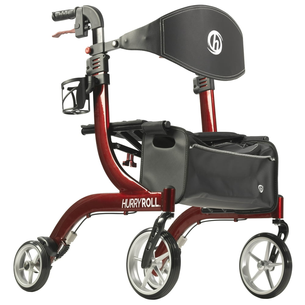 HurryCane HurryRoll Rollator Rolling Walker, Red