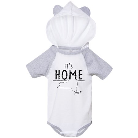

Inktastic It s Home- State of New York Outline DIstressed Text Gift Baby Boy or Baby Girl Bodysuit