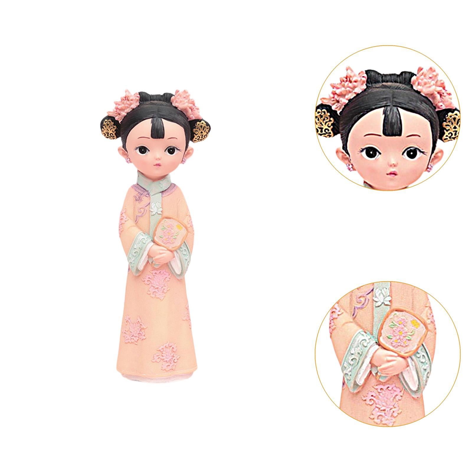 WLPZXP Girl Resin Statue Desktop Doll Toy Hanfu Dress Decoraitve Miniature Figurine for 12x8x22cm Fan
