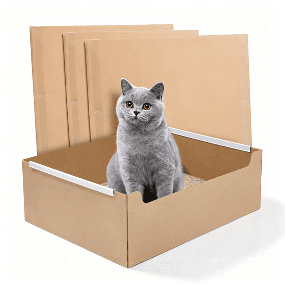 ACDANC 4 Pcs Disposable Litter Boxes for Cats, Foldable Cardboard Cat Litter Box, Portable Waterproof Travel Litter Box for Cats Space-Saving Foldable Design Disposable Litter Box(16.7X12.8X5.3")