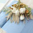 thumbnail image 4 of BRILLAR Arreglos florales de rosas de seda – Flores secas artificiales, 2 paquetes de ramo de orejas de trigo de plástico para decoración del hogar (blanco), 4 of 5