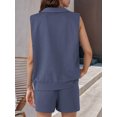 thumbnail image 4 of Fancyglim Two Piece Outfits for Women V Neck Lounge Sets Sleeveless Tops and Shorts Set with Pockets Navy Blue X-large, 4 of 5