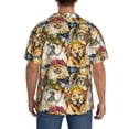 thumbnail image 3 of Rateoe Watercolor Dogs Print Mens Front Pocket Hawaiian Shirts Casual Shirts Short Sleeve Button Down Beach Tropical Shirts-4X-Large, 3 of 5