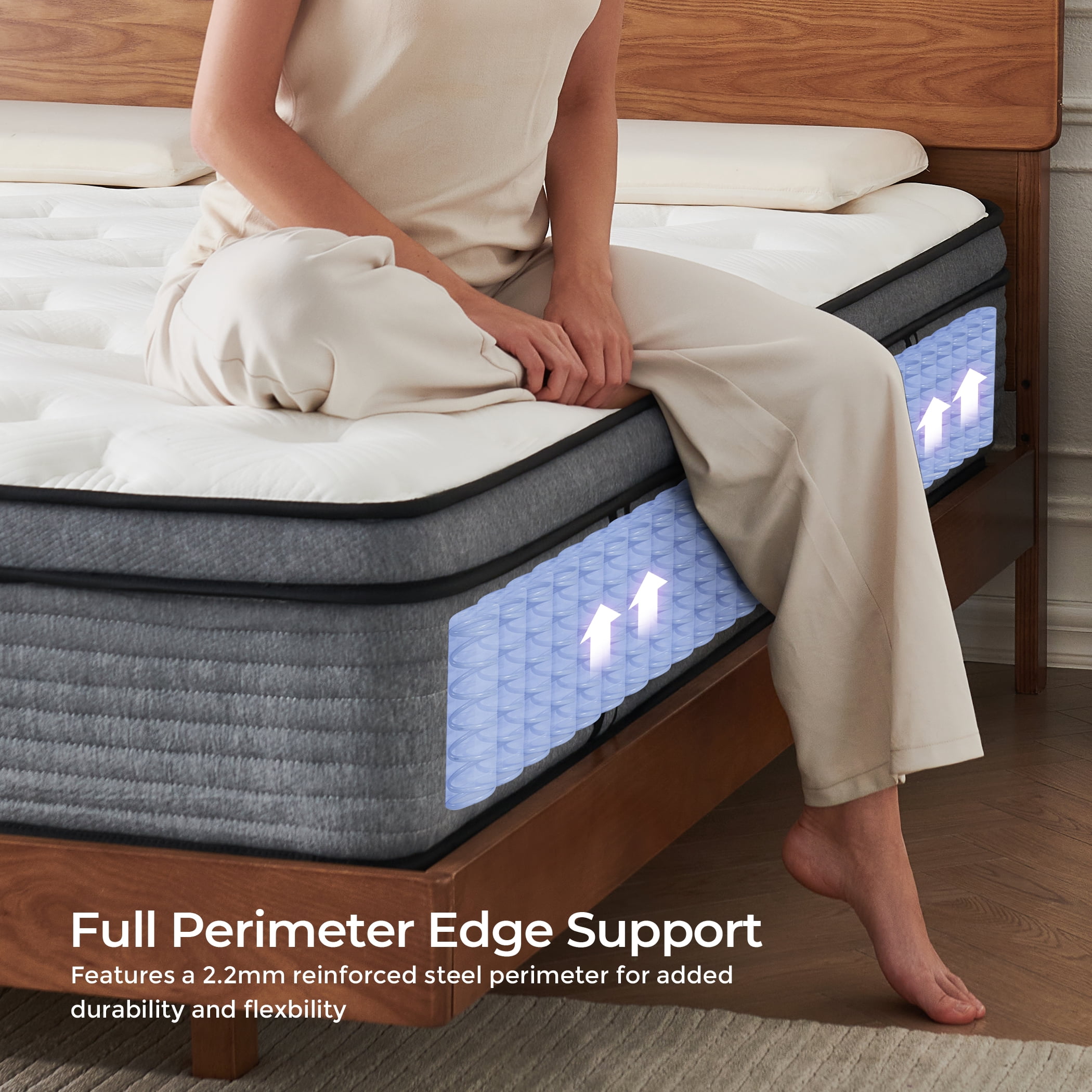 Vumece 12 inch Hybrid Mattress in a Box, Full Size Memory Foam & Individually Wrapped Coil, Support, Pressure relief, Breathable-120 Night Trial