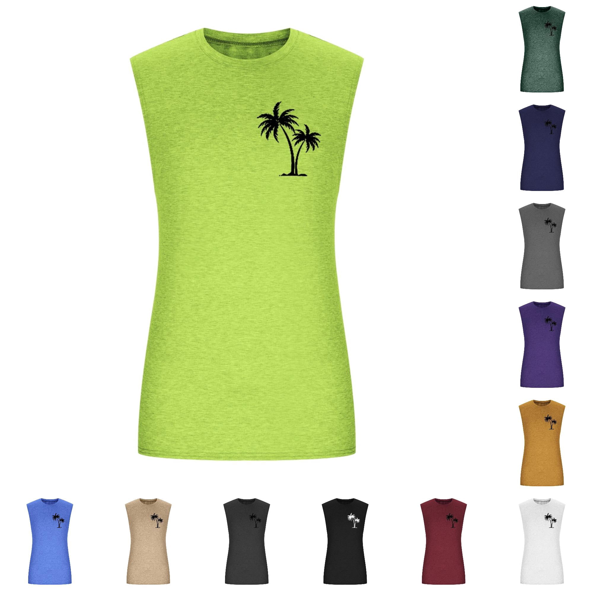AWZXDE Mens Tops Summer Sleeveless Solid Color Fashion Print
