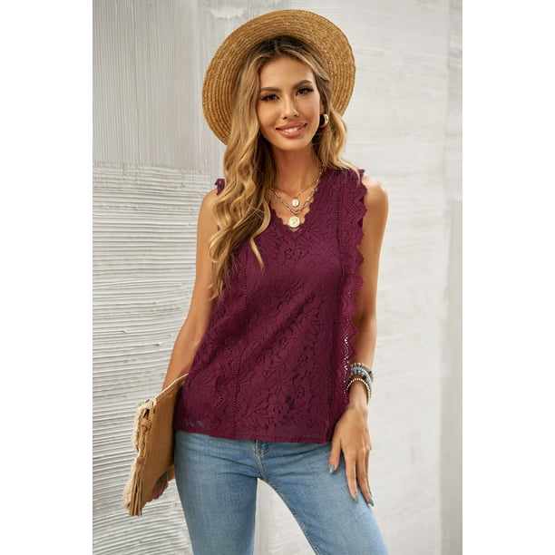 D bardeur Femme en Dentelle Rouge Vin V Cou Walmart
