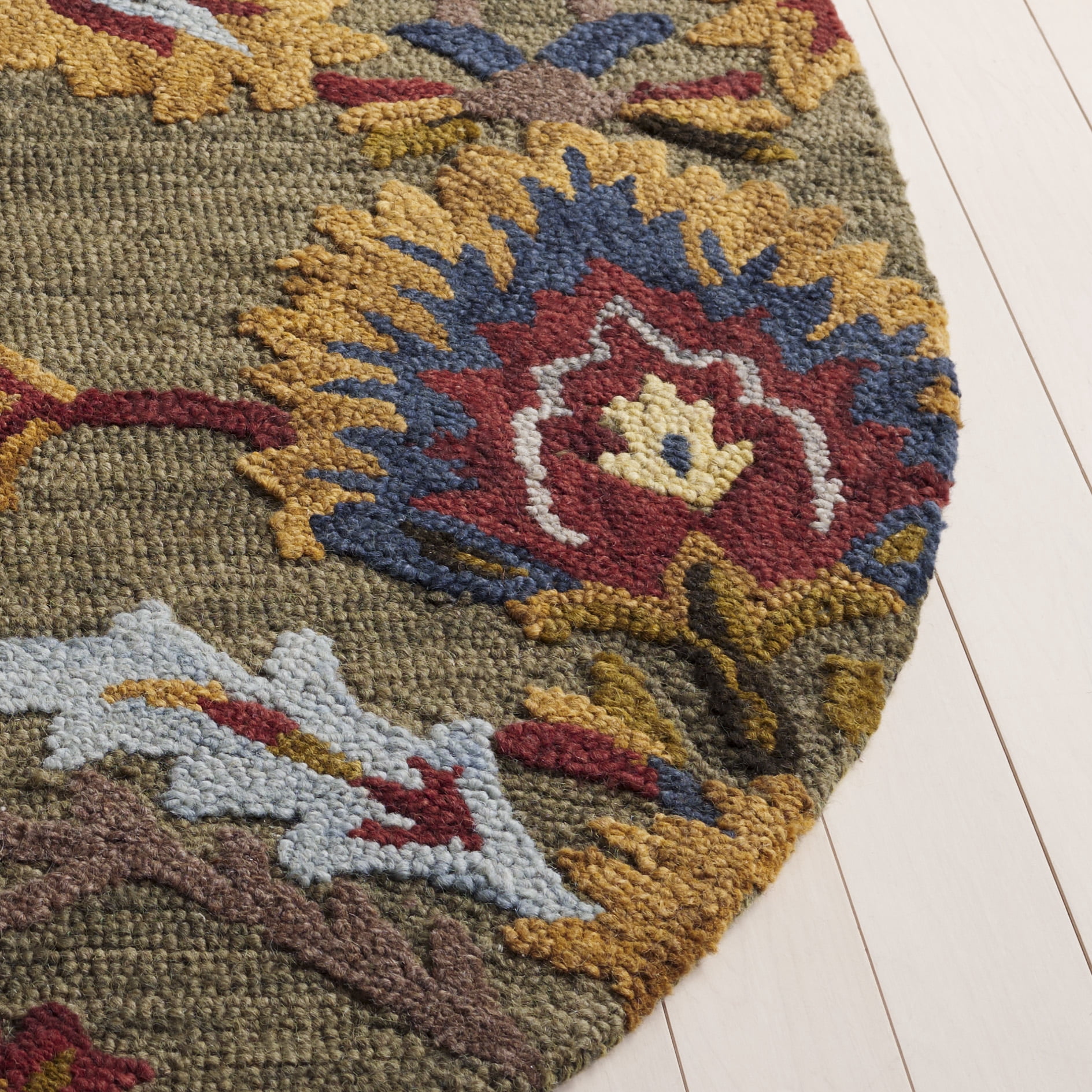 Safavieh Blossom Lennon Floral Wool Area Rug, Green/Multi, 8' x 10' Oval