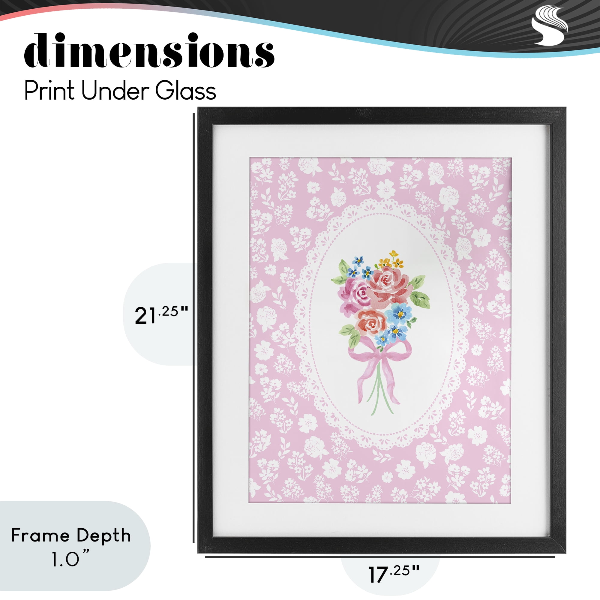 Stupell Industries Pink Feminine Bouquet Black Framed Print Under Glass, design by Corinne Haig